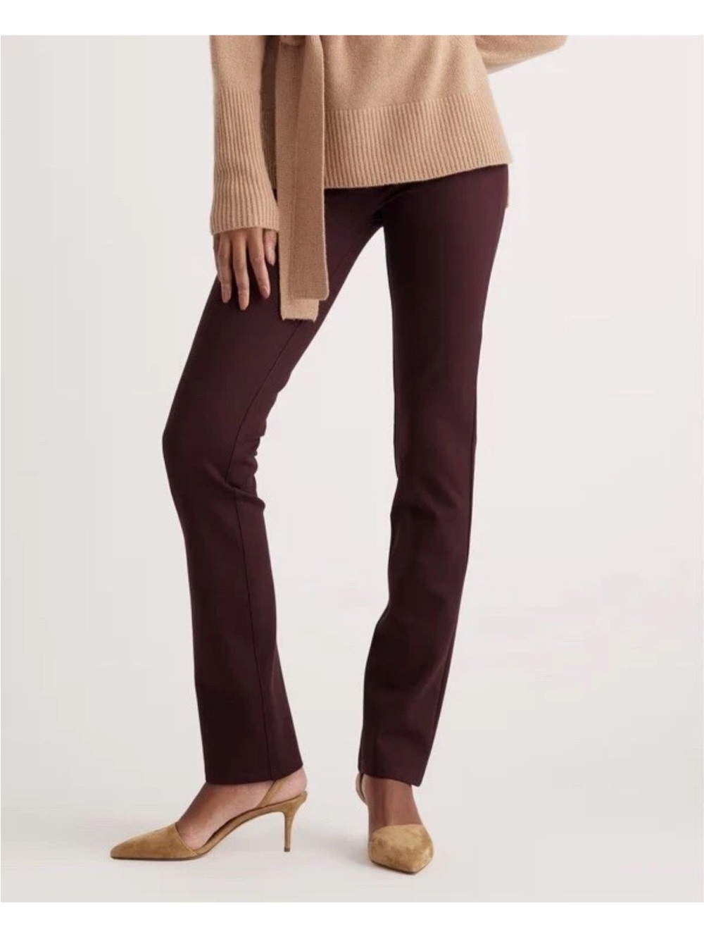 Quince Ultra Stretch Ponte Women’s Straight Pants in Burgundy Size M